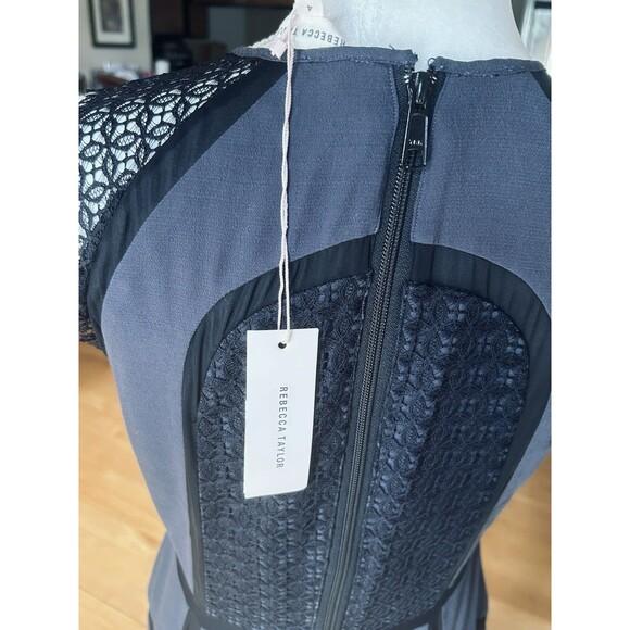 Elegant Rebecca Taylor NWT size 4 Navy Rayon Silk Dress Retail $395 - Picture 7 of 12